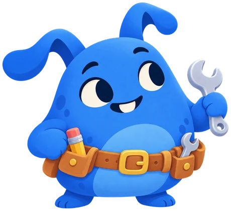 Pip in a tool belt, holding a wrench