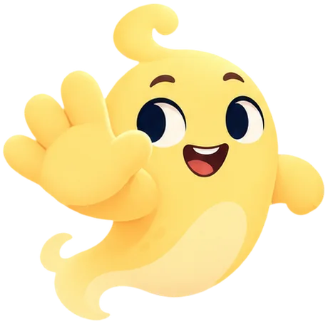Wisp, a soft yellow companion, waving a high five.
